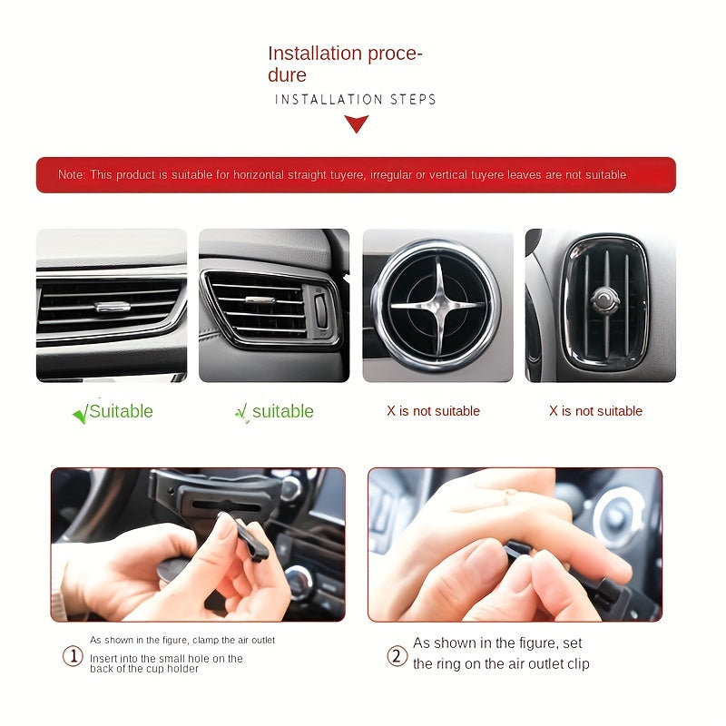 Qo'ltiq bilan universal avtomobil stakan tutqich, bardoshli ABS ichimlik o'rnatish uchun havo ventili uchun