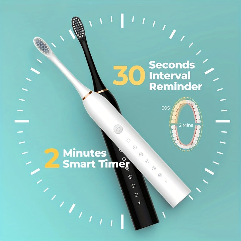 Rechargeable Sonic Electric Toothbrush with 6 Modes and Replaceable Brush Heads