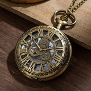 Large Hollow Quartz Pocket Watch with Roman Numerals and Mechanical Gear Design