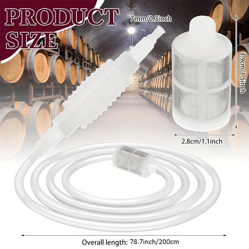 Home Brewing Siphon Kit 201.17cm Food-Grade Plastic Tubes and Filter for Beer Wine