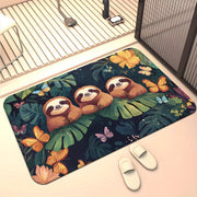 Alfombra de puerta absorbente de microfibra con perezosos de dibujos animados, antideslizante, para baño y cocina