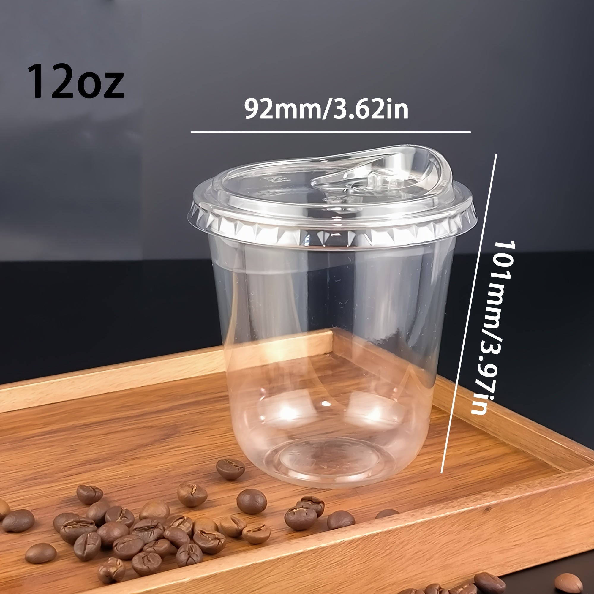 50 Pack Clear Disposable PET Plastic Cups with Lids for Coffee and Drinks