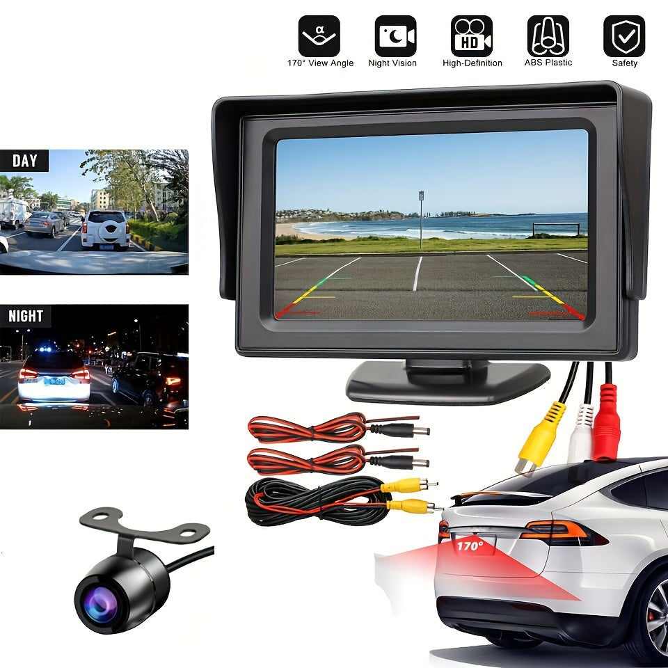 4.3-Inch Rearview Camera Kit with Night Vision for Sedans