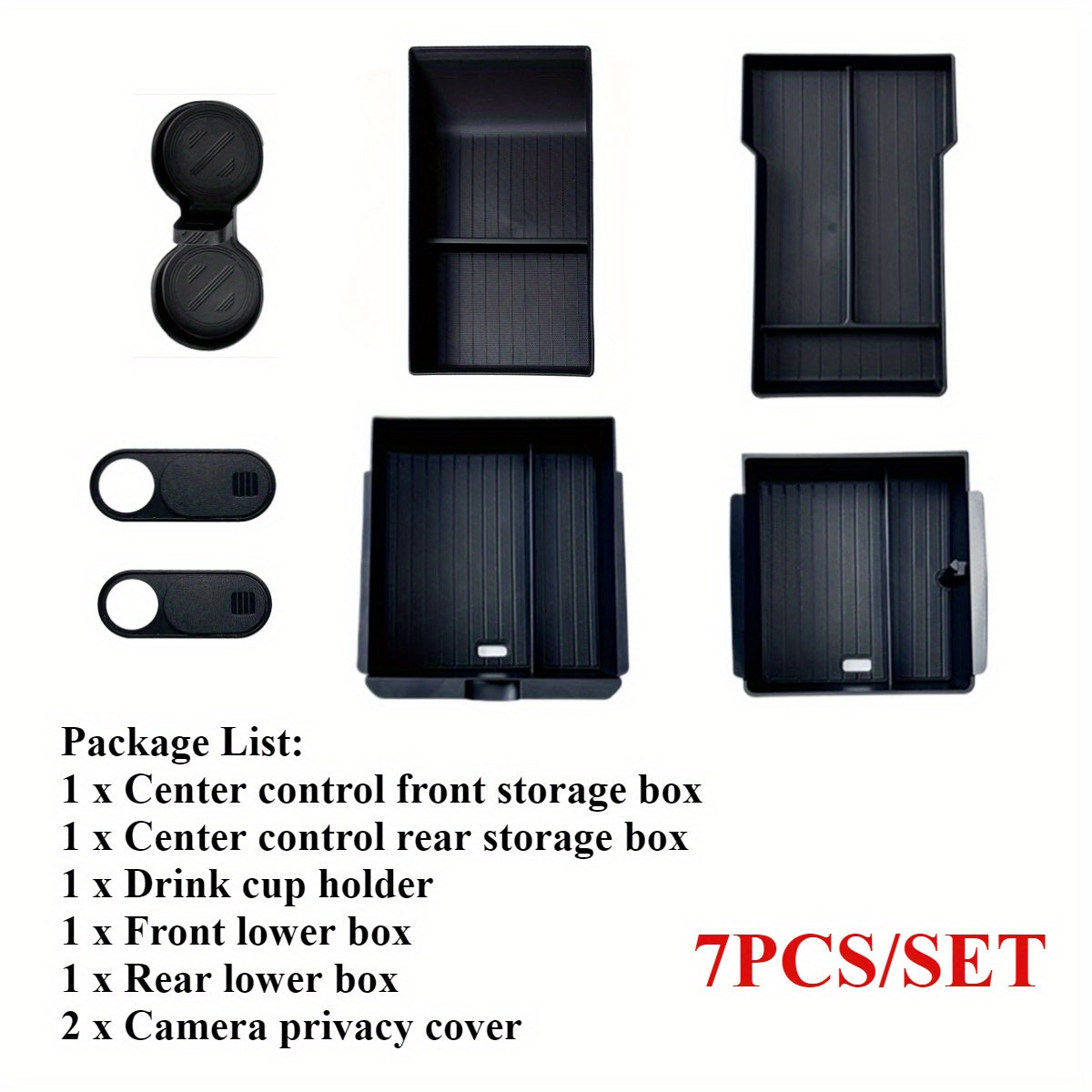 7Pcs Car Center Console Storage Box Organizer for Model Y Juniper 2025