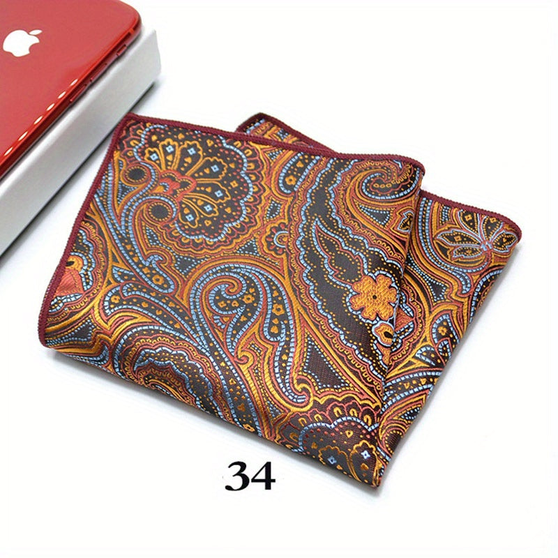 Pañuelo de bolsillo de jacquard paisley para hombre, patrón de anacardo, accesorio elegante