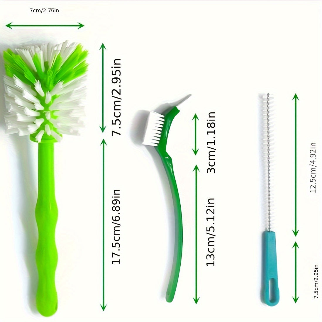 3Pcs Deep Cleaning Brush Set for Coffee Makers and Kitchenware