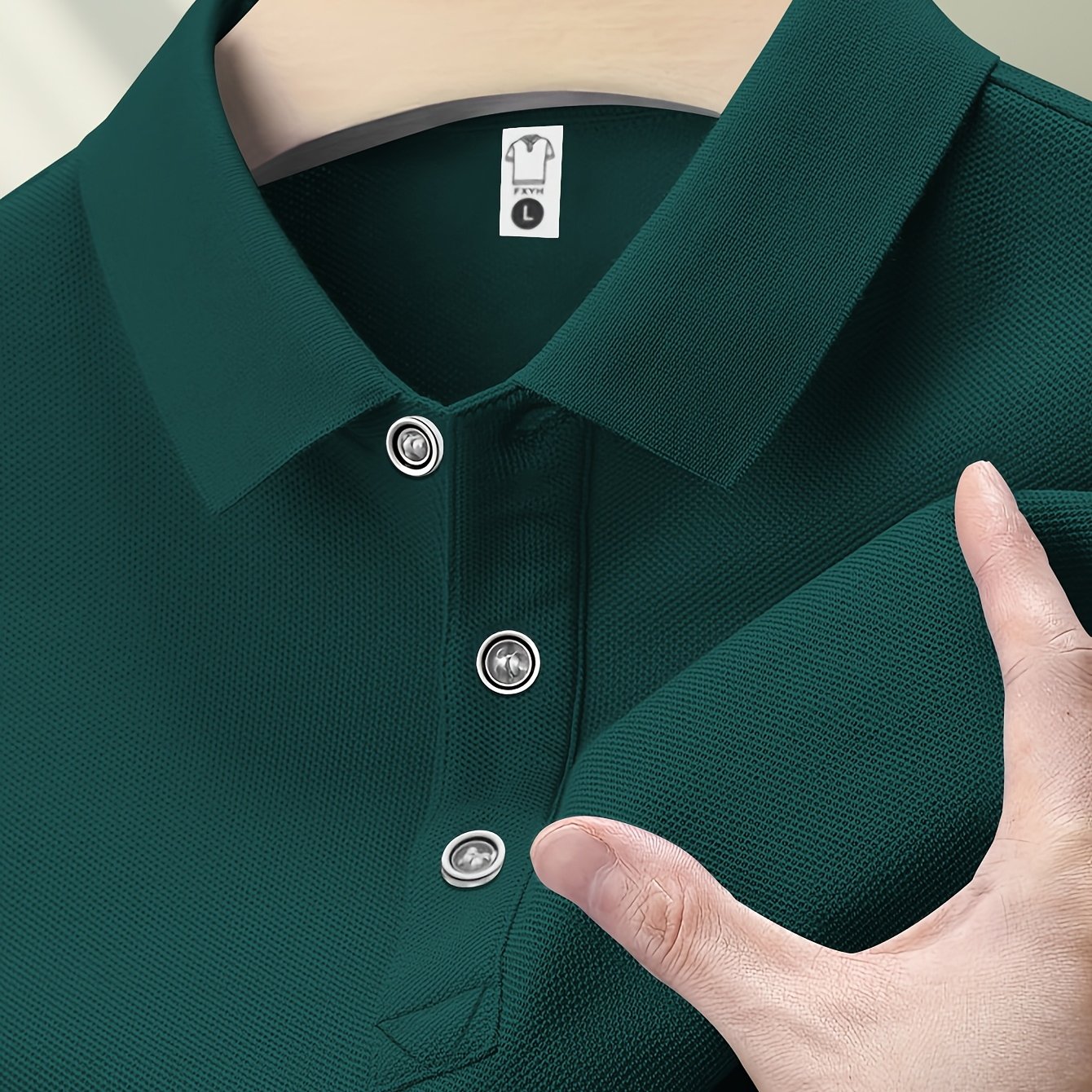 Men's Blue Summer Shirt Polyester Casual Short Sleeve Button-Up