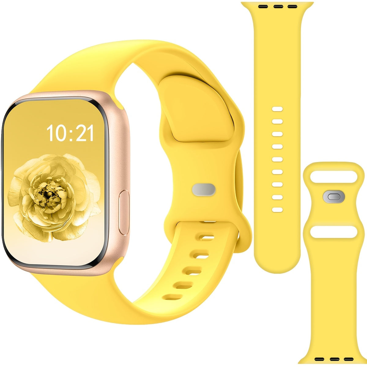 Waterproof Silicone Sport Watch Band with Floral Design for Apple Watch 38mm-49mm