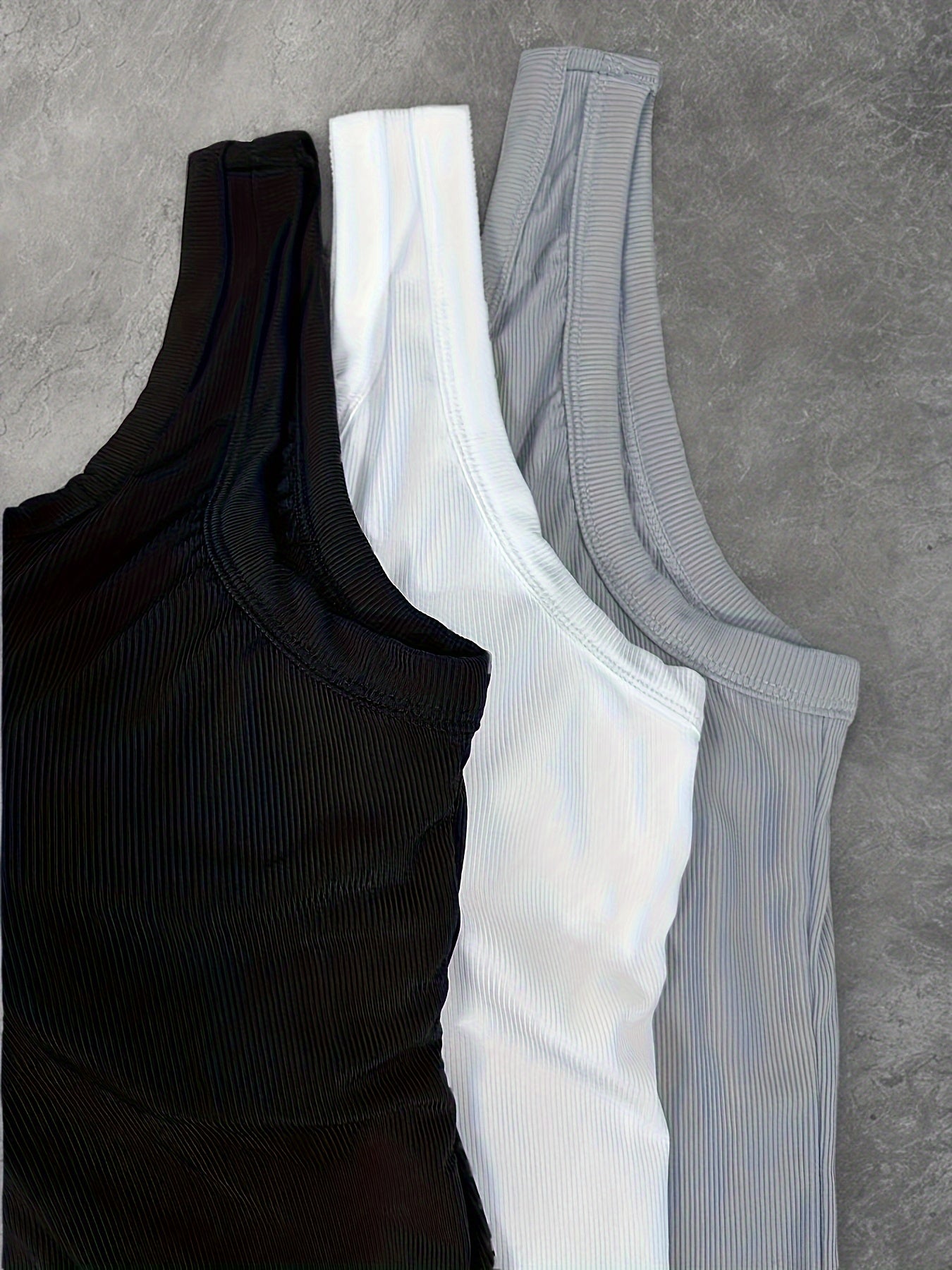 Women's Ribbed Sports Tank Tops 3 Pack with Built-In Bras Gray White Black
