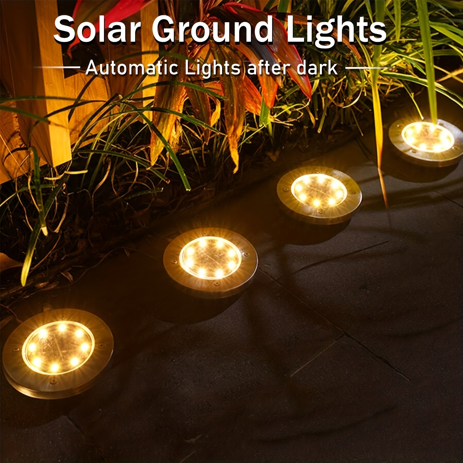 Pack of 4/8/12 Solar Outdoor Ground Lights with 8 LED Pathway Garden Yard Lighting