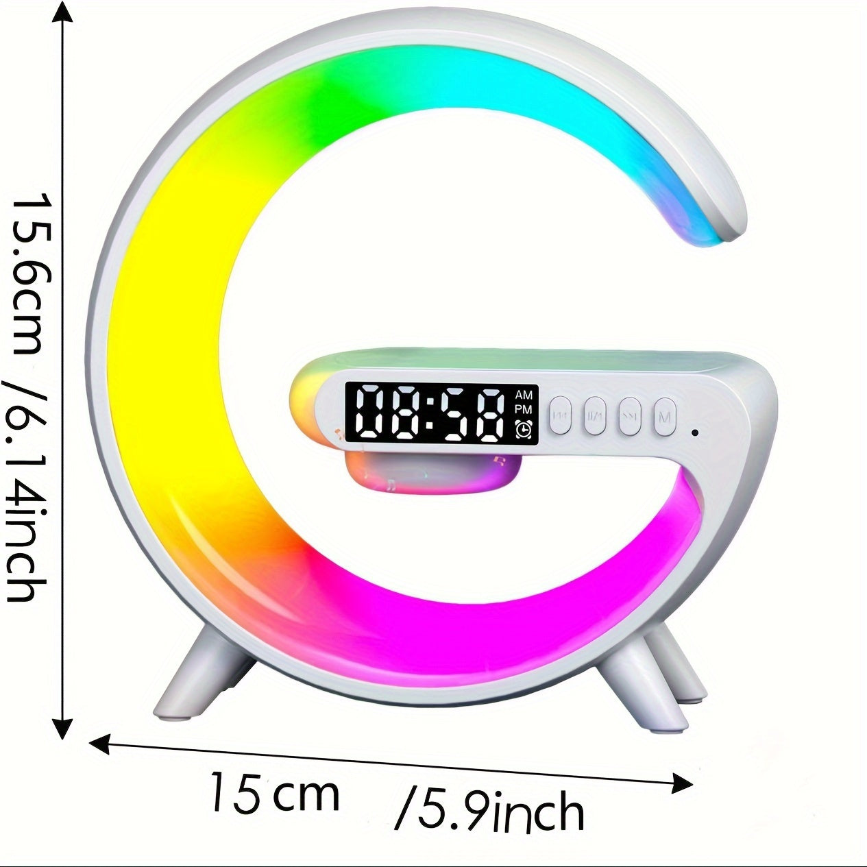 Multifunctional Alarm Clock with Sunrise Light Wireless Charging Bluetooth Speaker and Timer