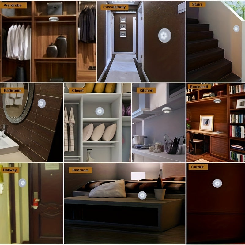 Luces de sensor de movimiento con batería para iluminación nocturna en el hogar