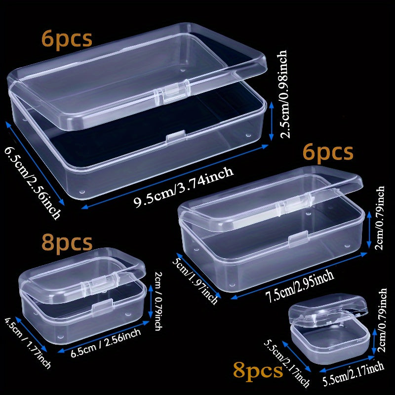 Clear Plastic Storage Boxes with Lids Set of 28 in 4 Sizes for Organization