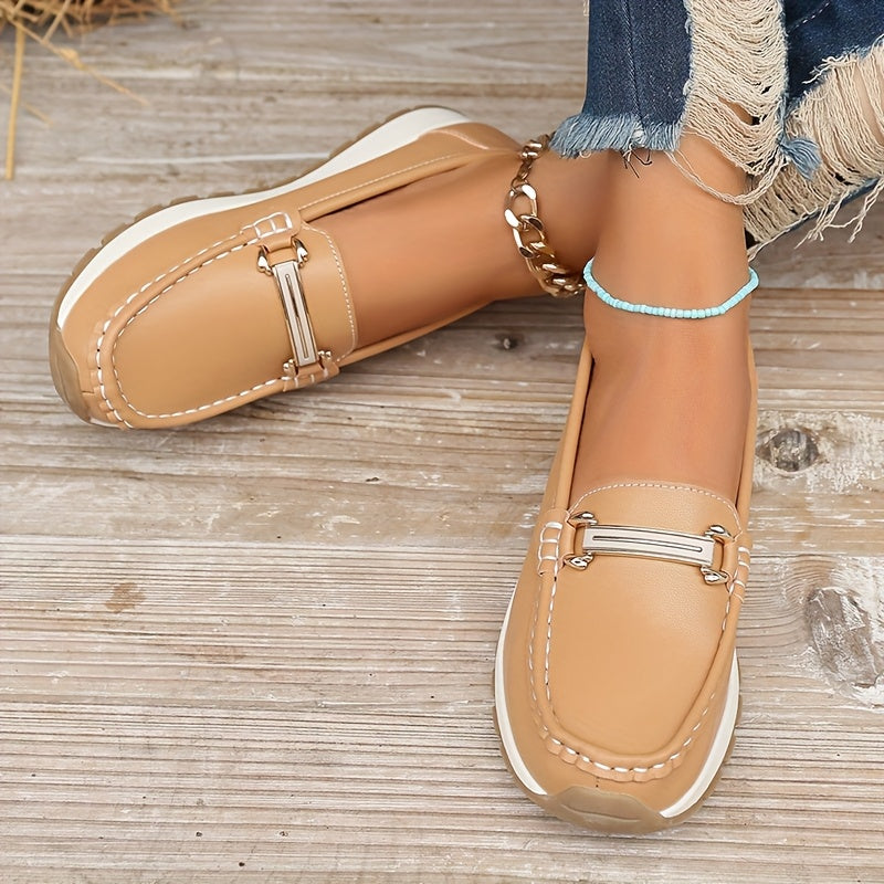 Women's Slip-On Loafers Non-Slip Casual Shoes Round Toe Flats in Navy Black Beige Pink