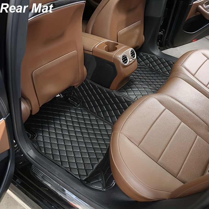 All-Season PU Leather Floor Mats for EV Car Black Full Set