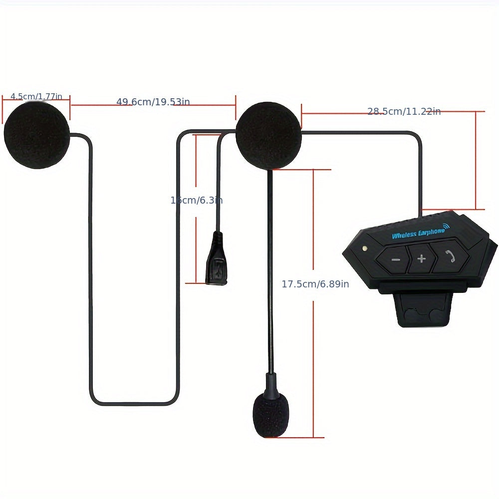 Wireless Motorcycle Helmet Headset Stereo Earphone Bluetooth 5.0 Waterproof