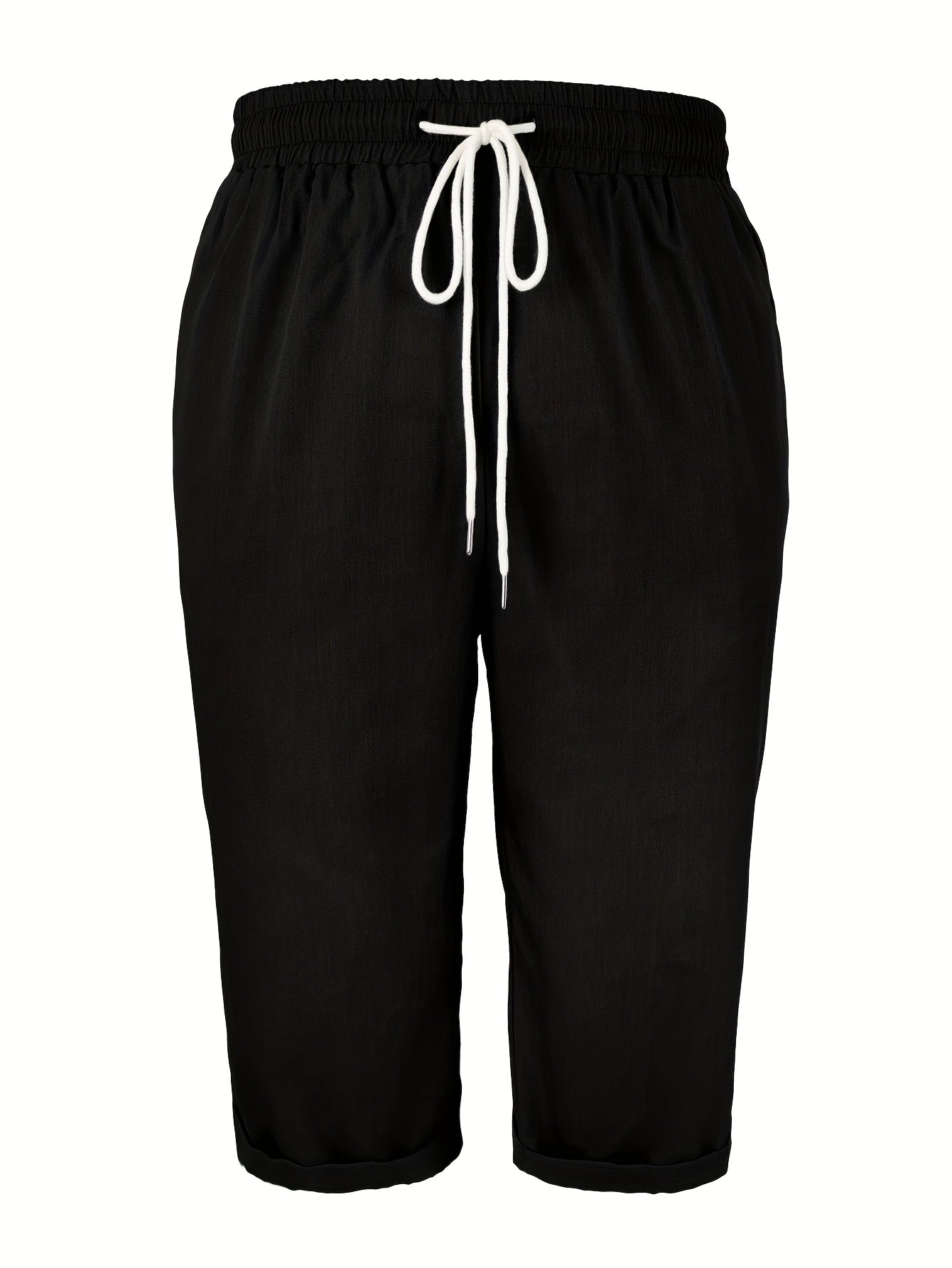 Капри для женщин больших размеров свободные с шнурком, повседневные, с эластичным поясом, летние