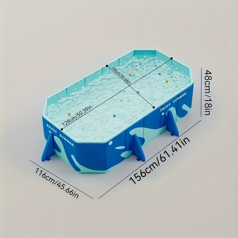 Inflatable Rectangular Pool for Ages 14+ Durable PVC Family Pool 21L-100L