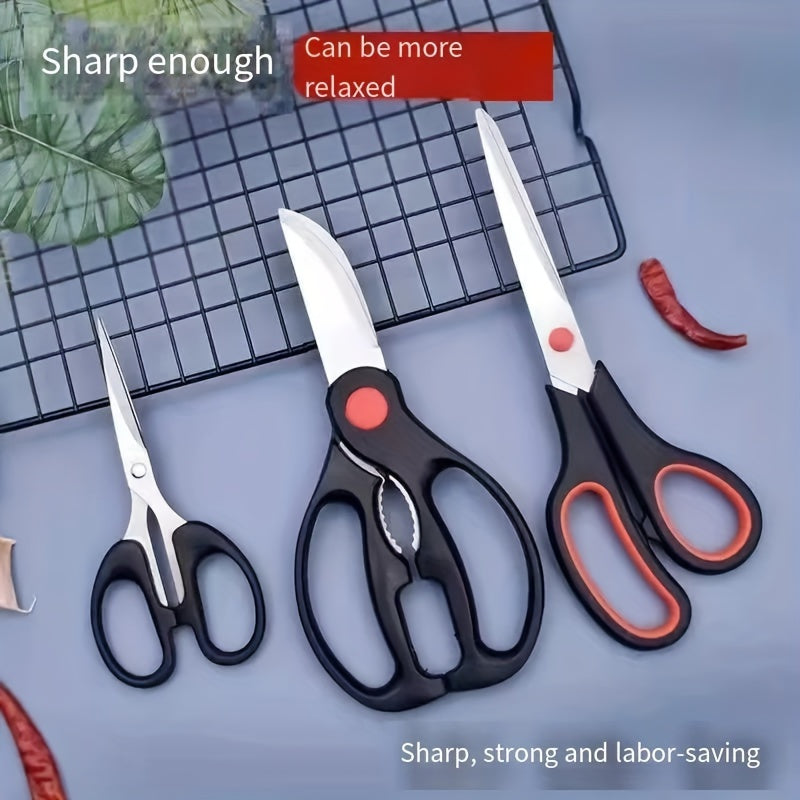 3 dona to'plam kuchli, ko'p funksiyali zanglamas po'latdan yasalgan oshxona qaychi tovuq suyaklari va yong'oq kesish uchun.