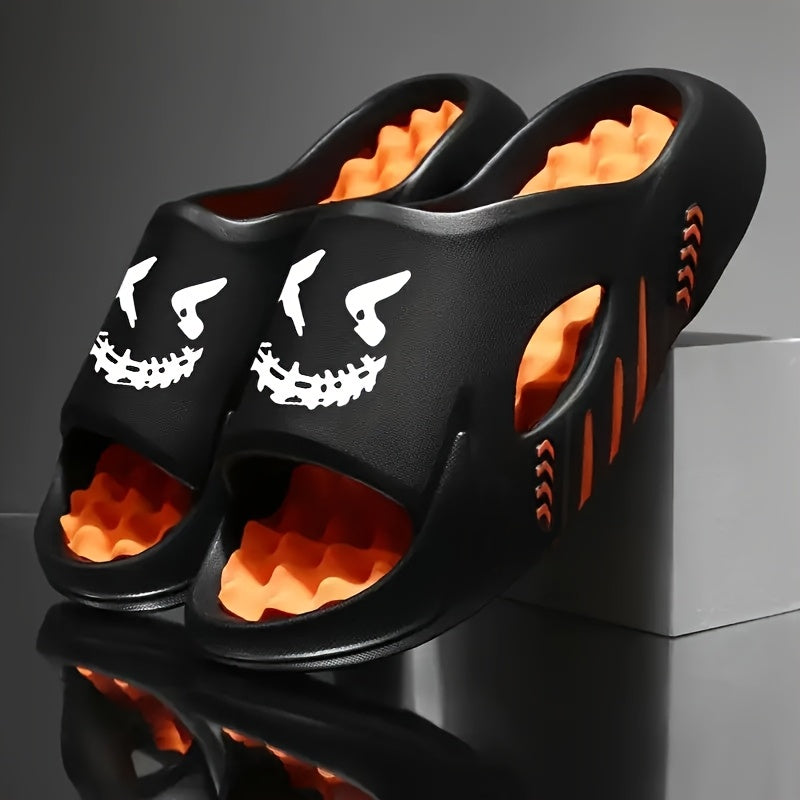 Men's Colorful Printed Slip-On Slippers with Massage Soles Indoor Outdoor EVA