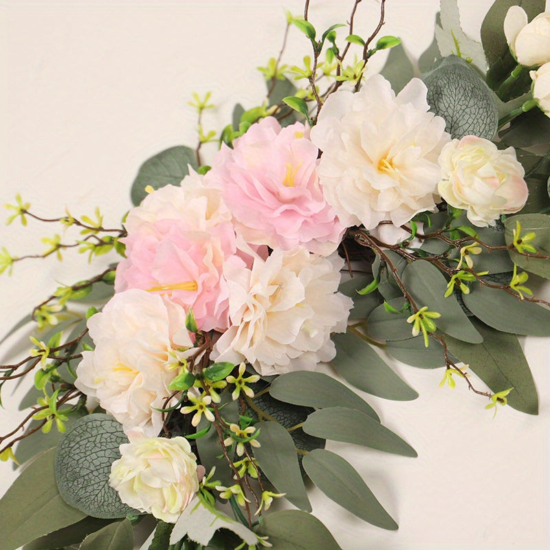 Sun'iy to'y arka to'plami, oq peony va pushti gullar bilan, marosimlar va partiyalar uchun