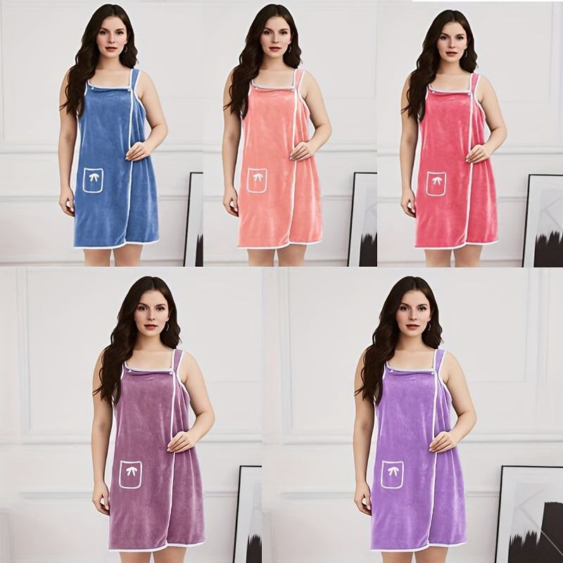 1 dona Qiziqarli Kamon Yumshoq Dush Yubkasi Ayollar uchun, Cho'miladigan Sochiq, Cho'ntakli, Uy va Sayohat uchun Moslashtiriladigan