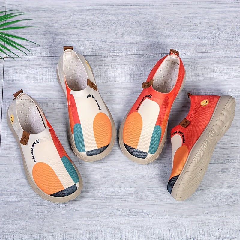 Women Fabric Slip-On Flats Black Comfortable Casual Shoes