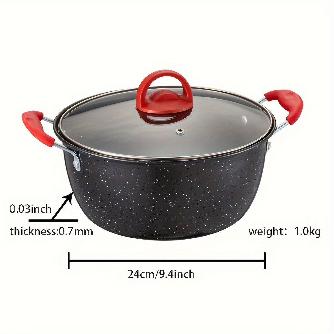 Multi-Functional Soup Pot Non-Stick Coating with Lid for Gas and Induction Stoves Red and Black