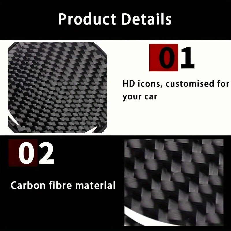 2-Piece Carbon Fiber Cup Holder Mat Set Resin Car Interior Decor Anti-Slip Durable