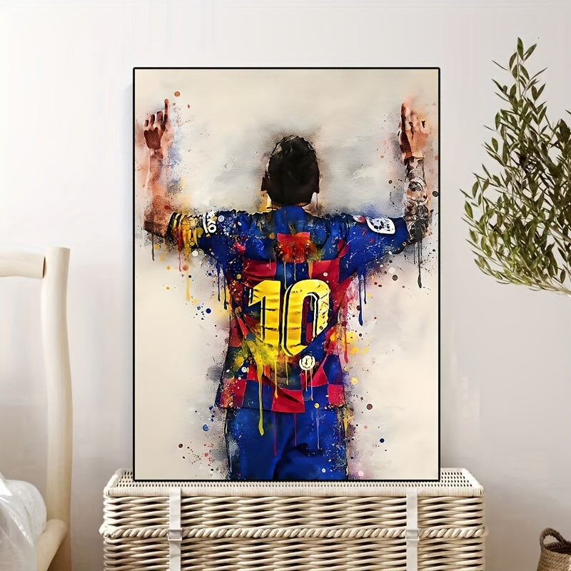 Vibrant Football Star Canvas Poster Modern Home Decor Sports Enthusiasts Portrait Artwork