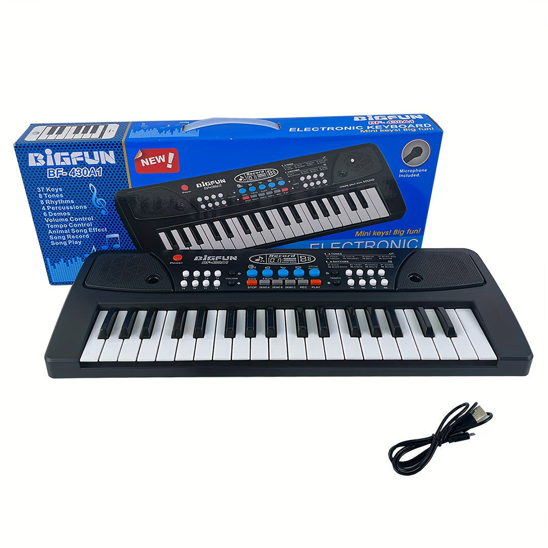 37-Key Digital Piano Keyboard with Microphone for Beginners and Music Education Battery-Powered Interactive Learning