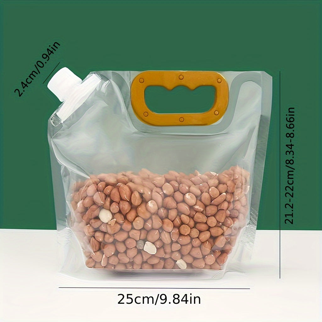 5 ta qayta ishlatiladigan saqlash sumkasi, tutqichi va nozzle bilan - Sub qadoqlash, yangi saqlash va hidni oldini olish uchun mukammal, suyuq tushlik, tuzlangan go'sht, mevalar va sabzavotlar, donlar va uy oshxona ta'minotlarini saqlash uchun ideal.