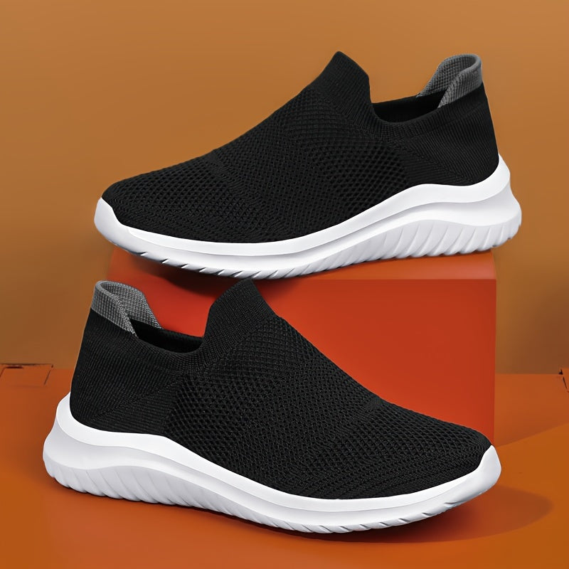 Men's Slip-On Sneakers Lightweight Breathable Soft Sole All-Season Jogging Workout