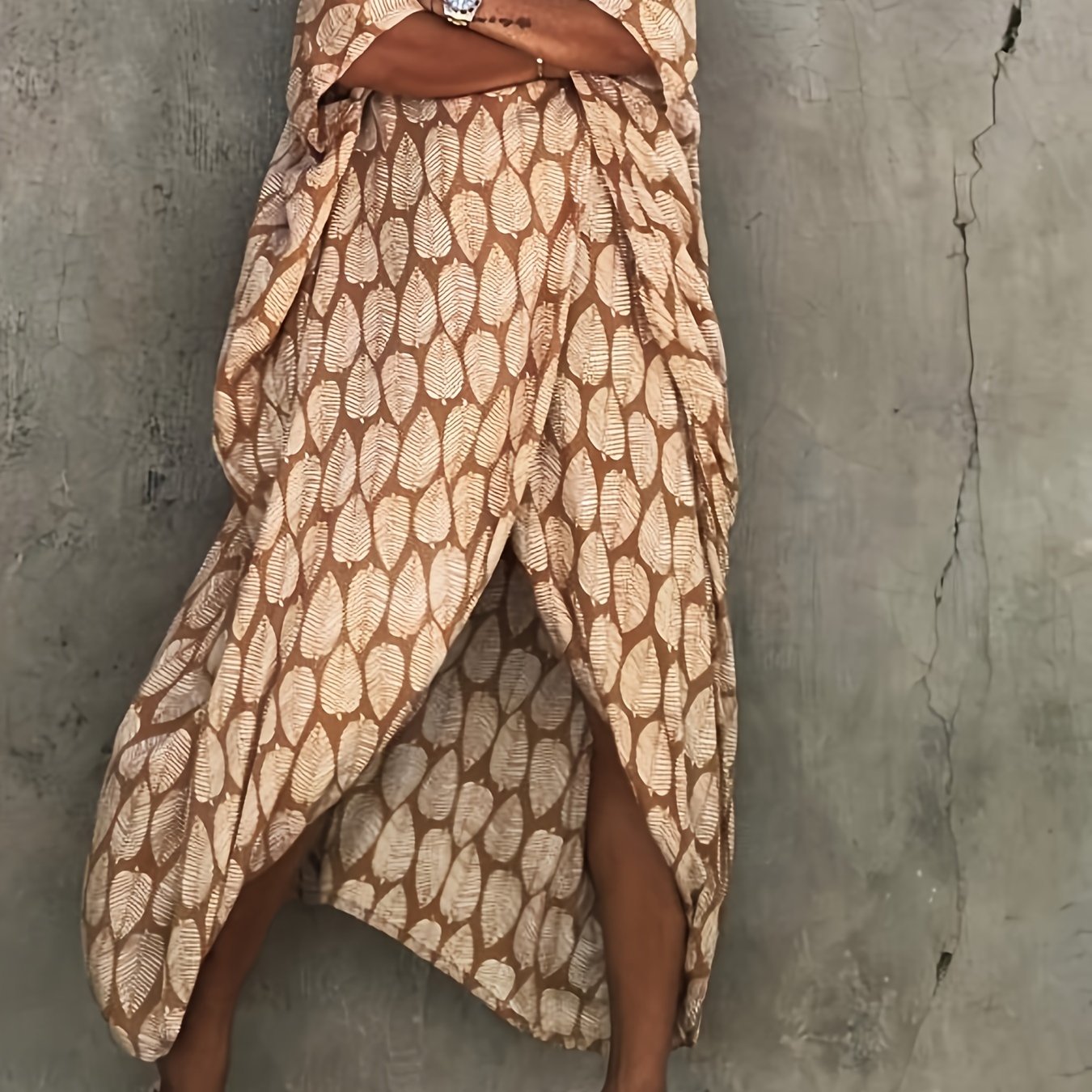 Kimono boho de talla grande para mujer con estampado de hojas y ajuste holgado para la playa