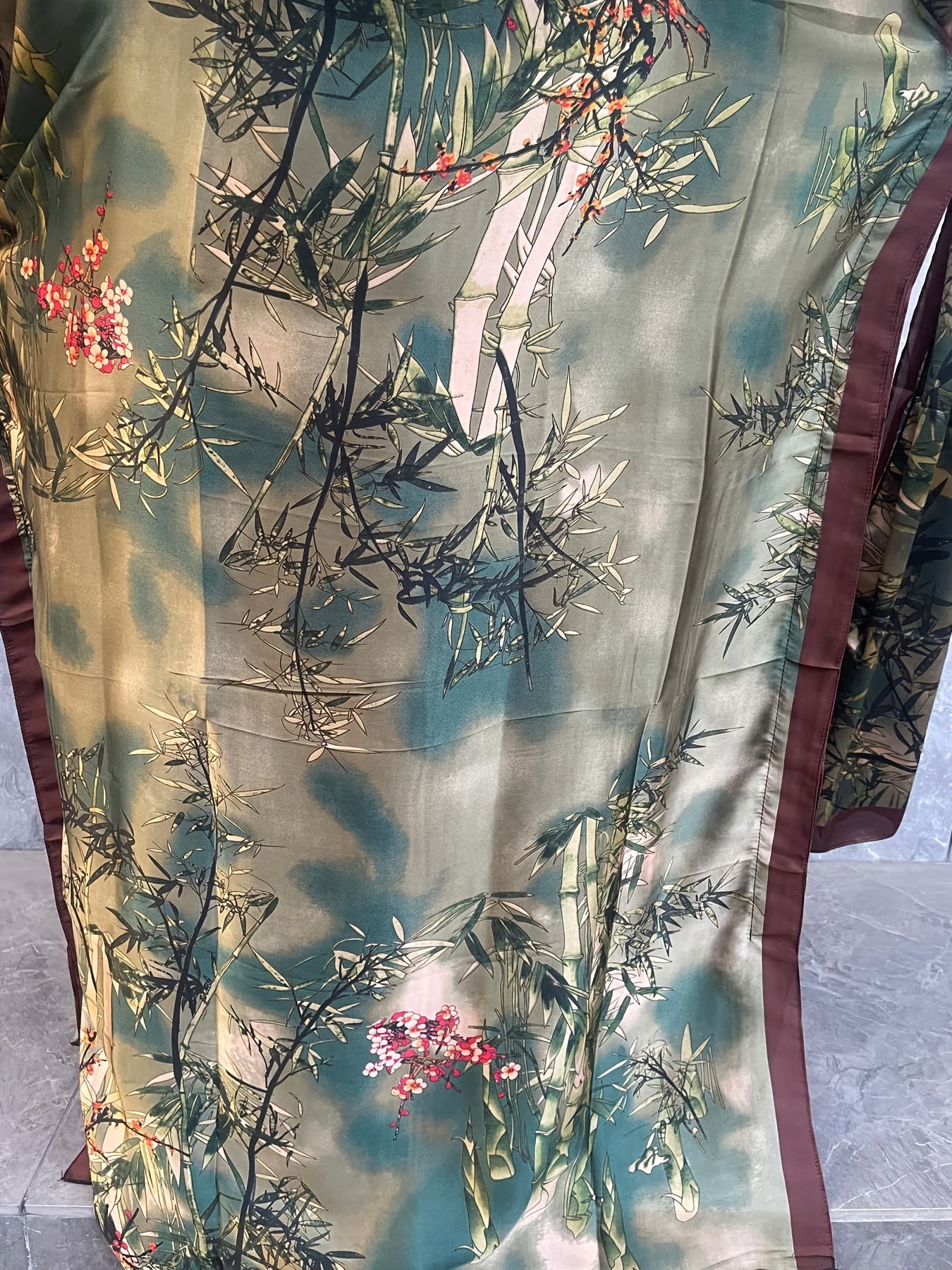 Plus Size Maxi Kaftan Dress with Crew Neck Short Sleeves All-Over Print Summer Beach Outdoor