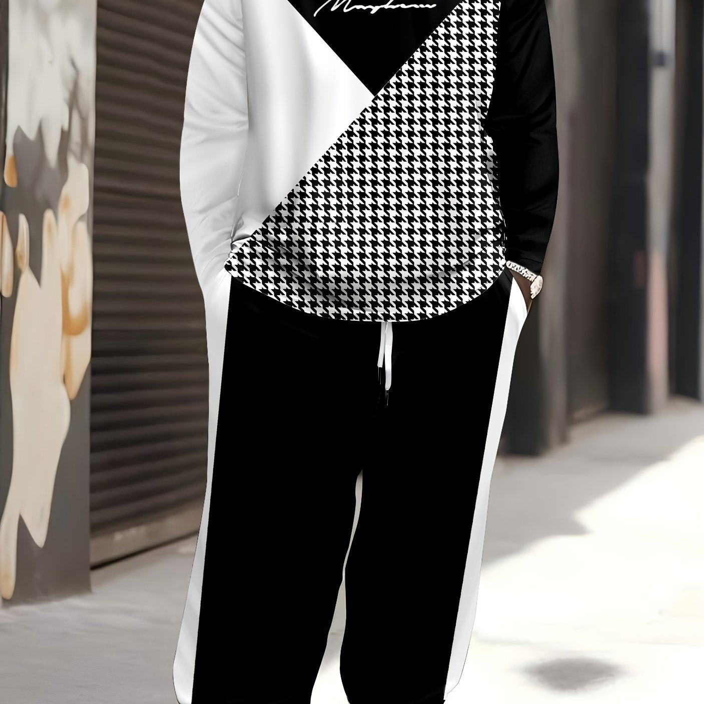 Мужской комплект из футболки и брюк большого размера с осенним зимним птичьим узором, повседневная спортивная одежда