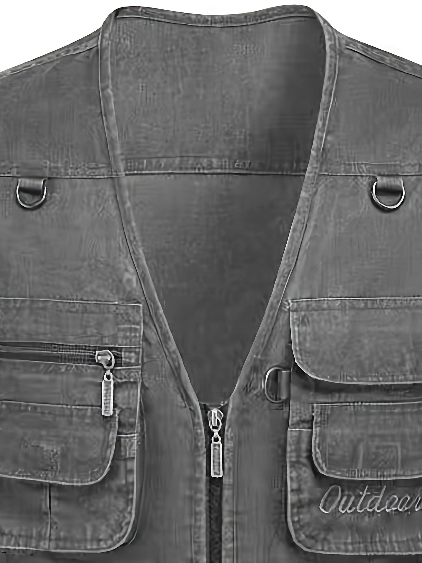 Plus Size Men's Cotton Blend Vest with Multiple Pockets for Spring Fall Winter