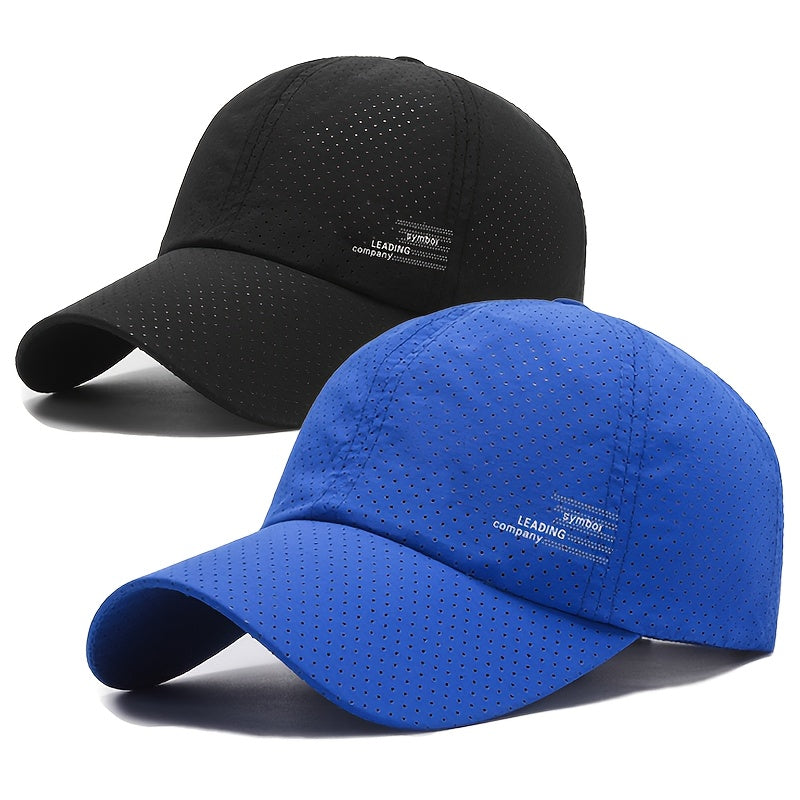 Unisex 2-Pack Quick-Dry Polyester Baseball Caps Sporty Alphabet Print for Spring Summer