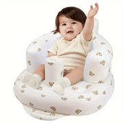 Inflatable Baby Seat with Back Support White Bear Design Toddler Floor Seat for Sitting Up