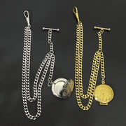 Cadena de chaleco para hombre con reloj de bolsillo de oro y colgante de flor de rosa