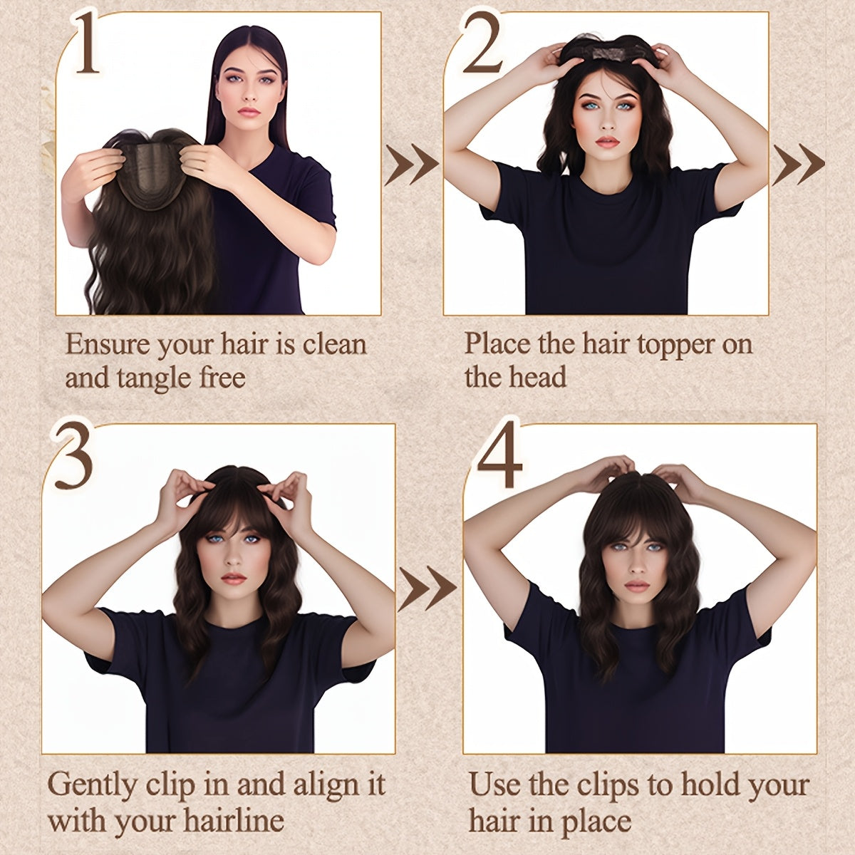 Women Straight Synthetic Clip-In Bangs Hair Extensions Natural Looking