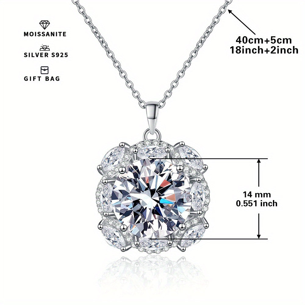 Sterling Silver Pendant with 10CT Round Synthetic Moissanite Jewelry for Women
