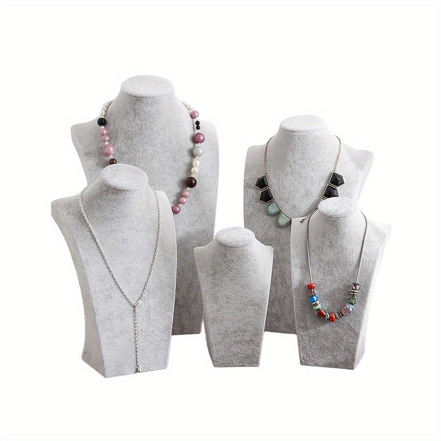 Стойка для демонстрации серых бархатных ожерелий для домашнего и розничного использования