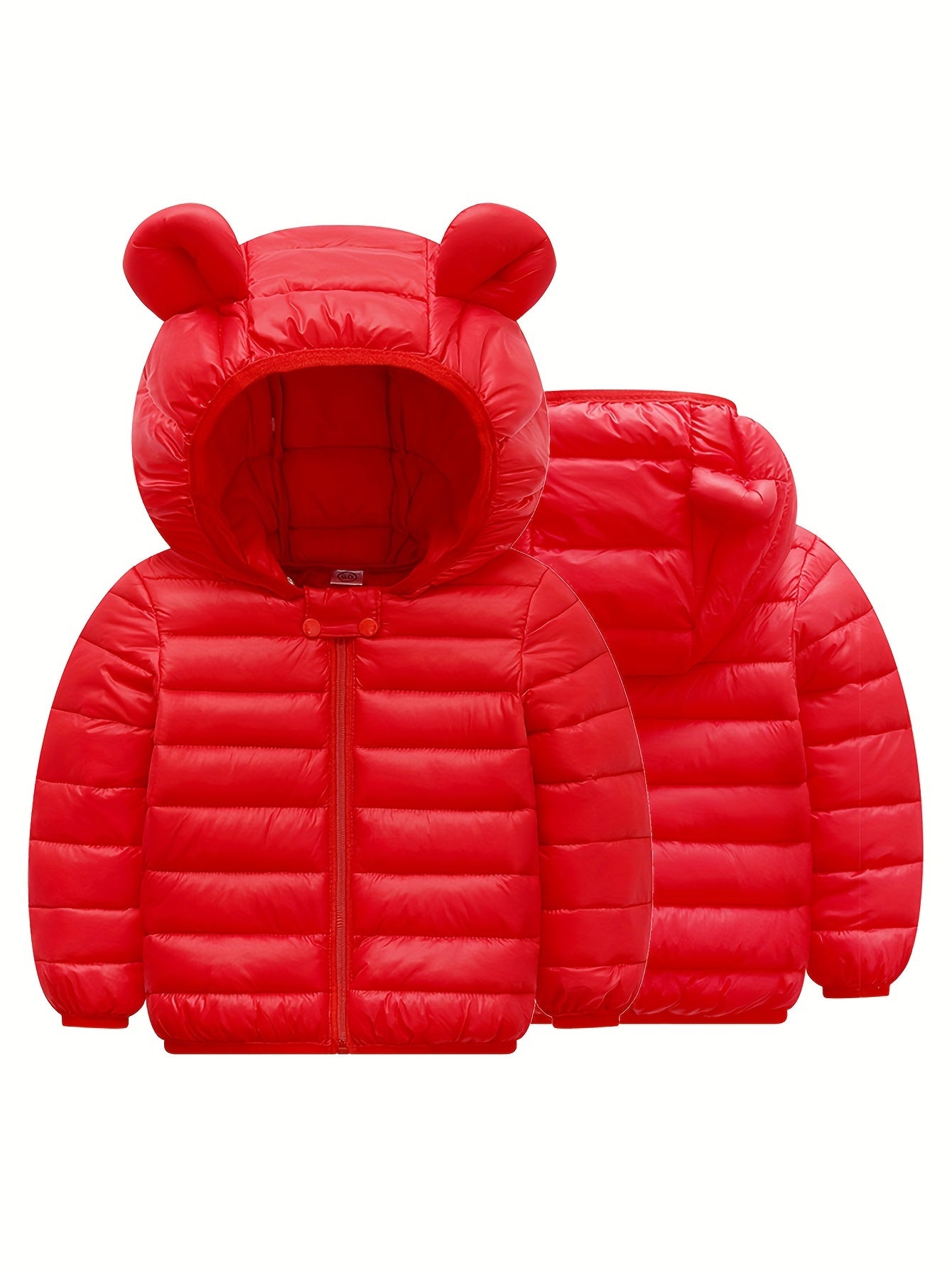 Kids' Puffer Jacket Hooded Lightweight Warm Fall Winter Boys Girls Polyester Solid