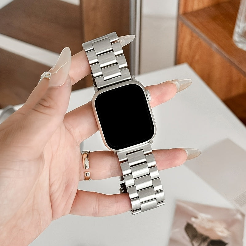 Black Stainless Steel Mesh Watch Band for Apple Watch Adjustable Replaceable Strap with Safety Clasp 38mm-49mm