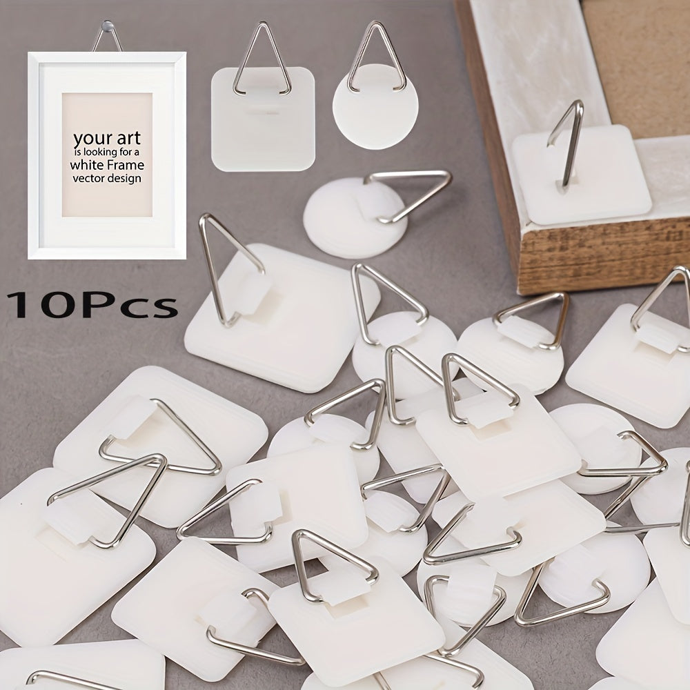 Ganchos de pared de plástico, pack de 10 con respaldo adhesivo para almacenamiento en el hogar