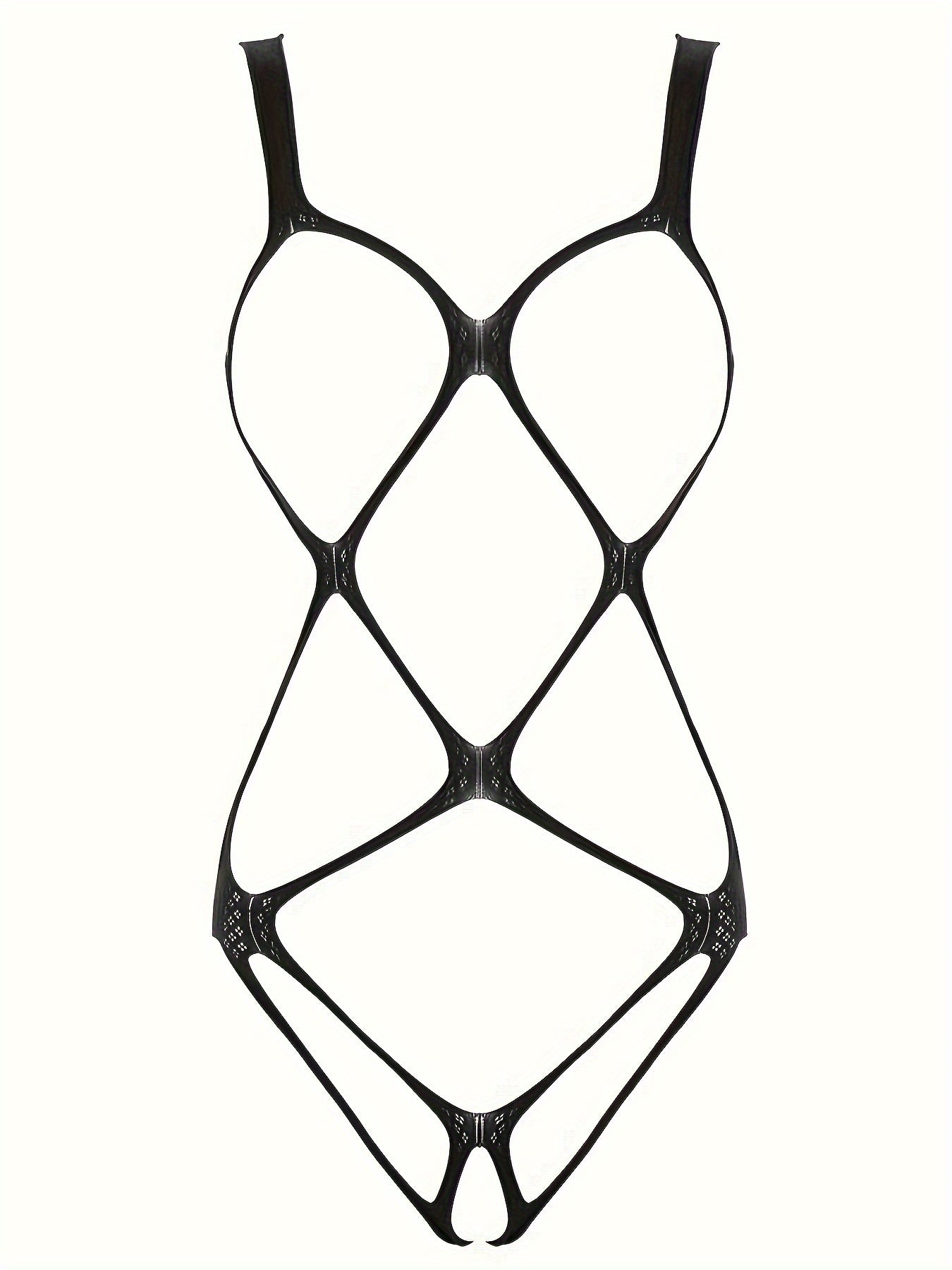 Women's Lingerie Set Bodysuit with Nipple Pads and Eye Mask Nylon Solid Color Hollow Detail