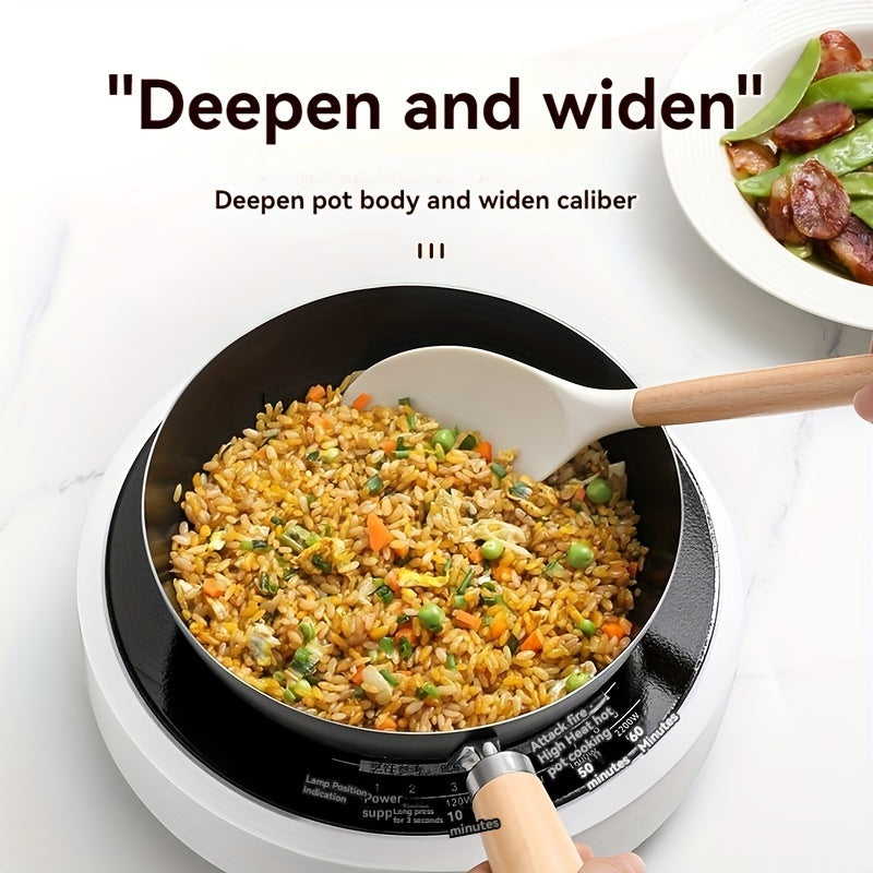 Mini sartén wok antiadherente con tapa para cocinas de gas, estilo chino tradicional