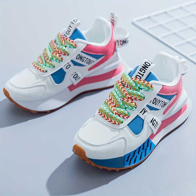 Women's Fashion Sneakers Low Top Lace-Up PU Upper Fabric Lining PVC Sole All-Season