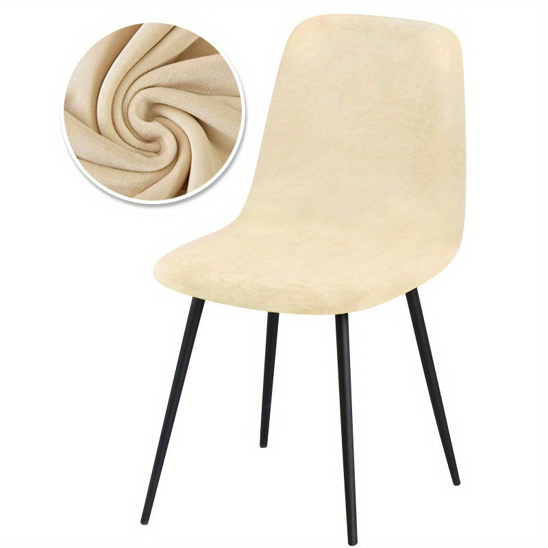 Velvet Arc-Shaped Short Back Chair Slipcover for Dining and Home Office